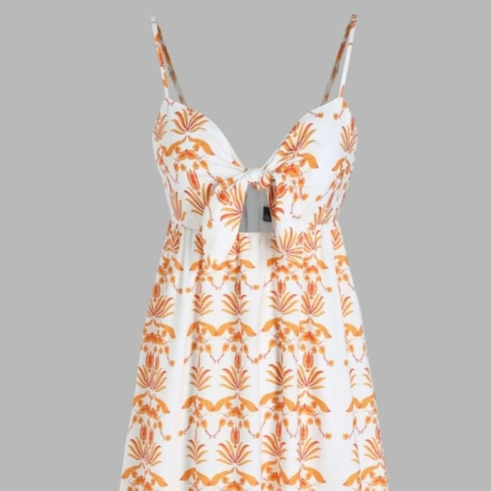 Floral Cut Out Bowknot Midi Dress